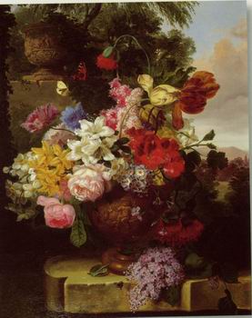 Floral, beautiful classical still life of flowers.097